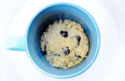 chocolate chip cookie baked in a cup