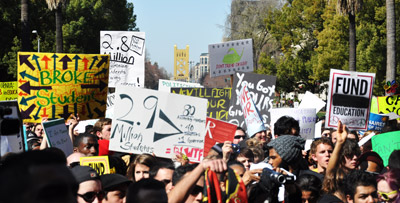 education rally crowd as seen from capitol steps